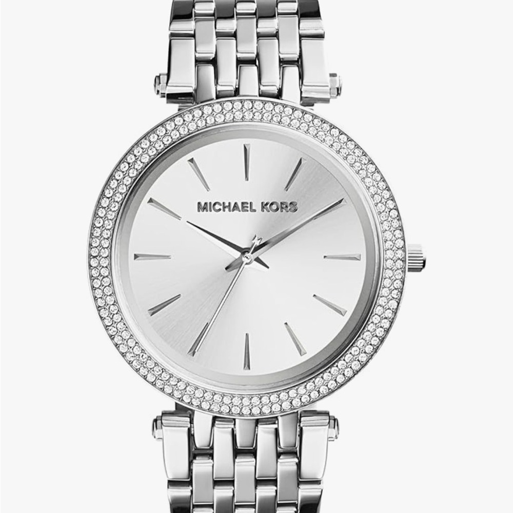Michael Kors Silver Crystal-Embellished Watch with Minimalist Dial
